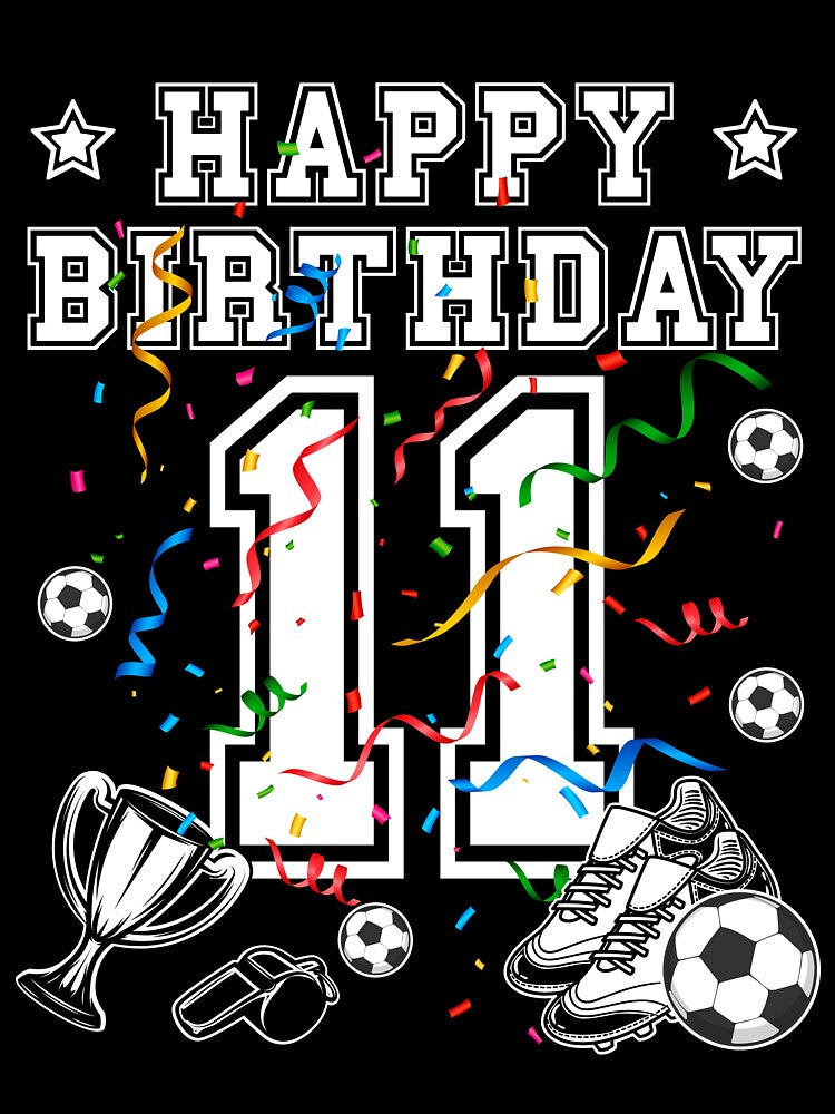Soccer Birthday 11 Years jersey ball by -Designs - Adult & Kids T-Shirts, Sweatshirts & Hoodies apparel design preview 3