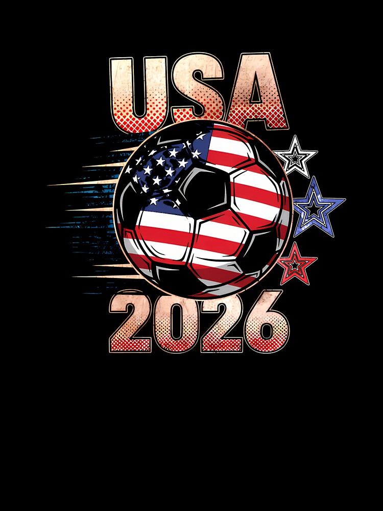 USA Soccer with Red White Blue Stars 2026 Cup - Adult & Kids T-Shirts, Sweatshirts & Hoodies apparel design preview 3