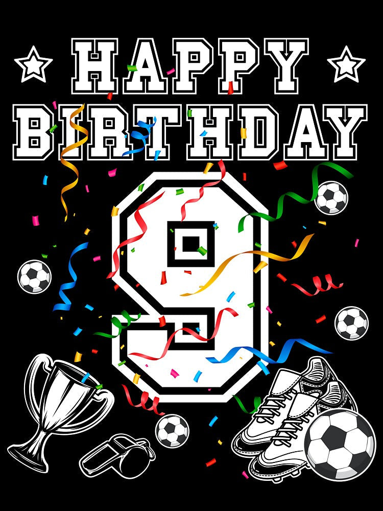 Soccer Birthday 9 Years jersey ball by -Designs - Adult & Kids T-Shirts, Sweatshirts & Hoodies apparel design preview 3