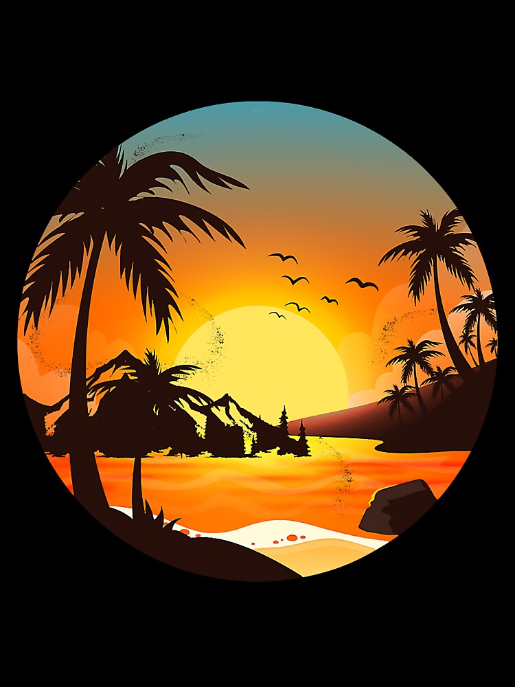 Tropical Sunset Mountains Beach by YesterDayCheck - Adult & Kids T-Shirts, Sweatshirts & Hoodies apparel design preview 3