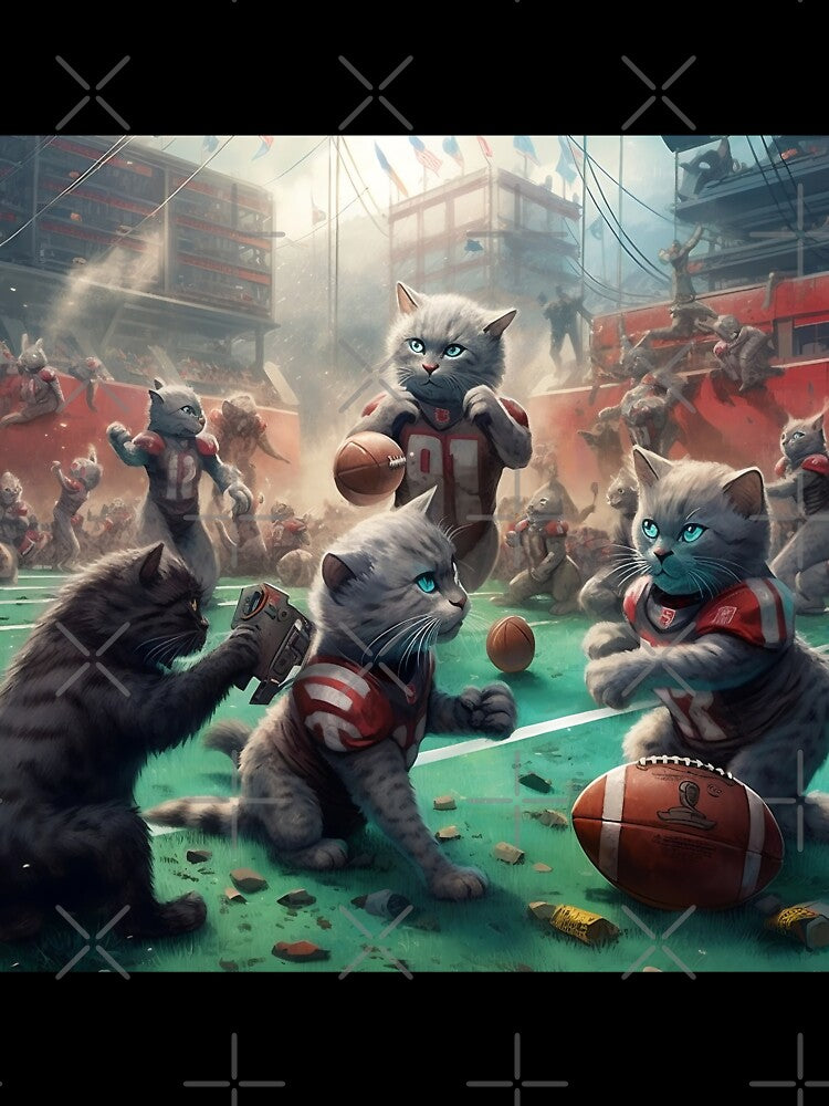 Blue Cats on the Football Pitch by BDMeow - Adult & Kids T-Shirts, Sweatshirts & Hoodies apparel design preview 3