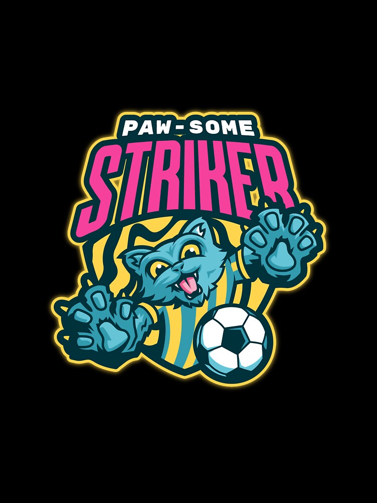 Paw-Some Striker Cute Cat Footballer Score Goal by - Adult & Kids T-Shirts, Sweatshirts & Hoodies apparel design preview 3