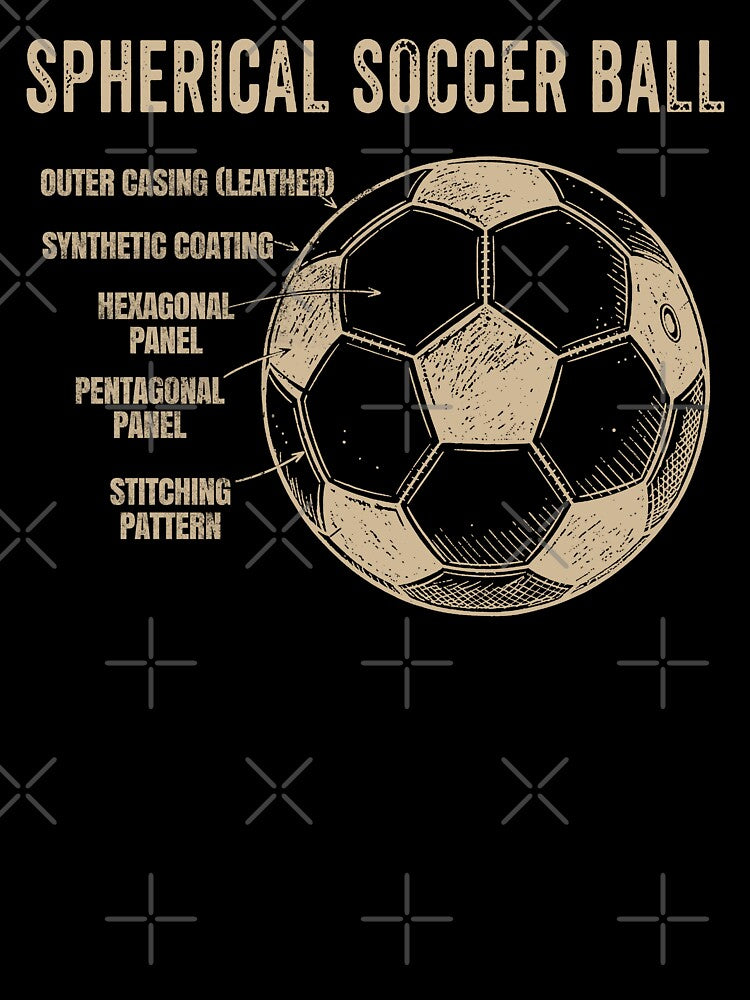 Vintage Spherical Soccer Ball Blueprint. by EunsooLee - Adult & Kids T-Shirts, Sweatshirts & Hoodies apparel design preview 3