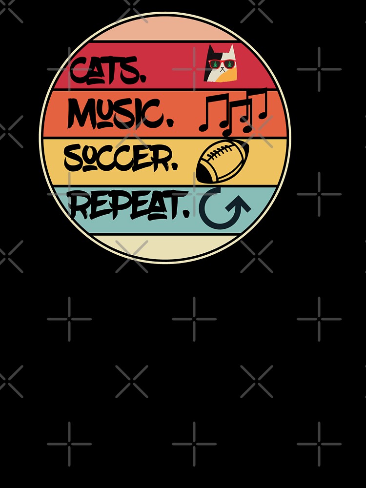 Cats music soccer repeat retro vintage design by - Adult & Kids T-Shirts, Sweatshirts & Hoodies apparel design preview 3