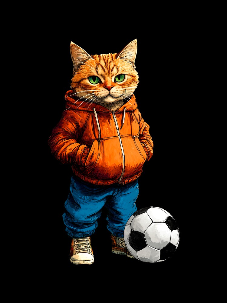 Footballer Cat by Soulskier - Adult & Kids T-Shirts, Sweatshirts & Hoodies apparel design preview 3