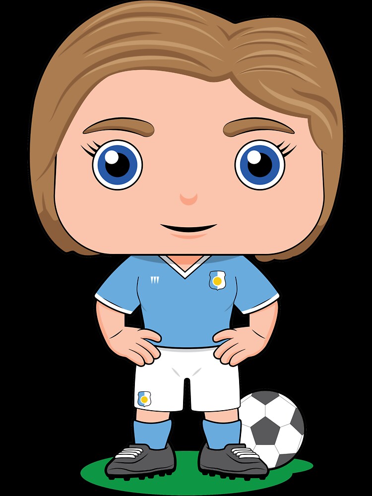 Cute girl soccer player illustration in sky blue kit - Adult & Kids T-Shirts, Sweatshirts & Hoodies apparel design preview 3