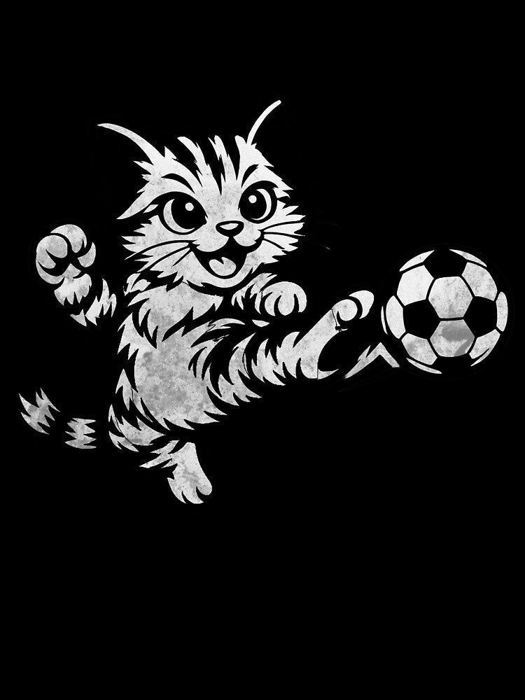 Funny Soccer Cat Kicking Ball Minimalist Line Art - Adult & Kids T-Shirts, Sweatshirts & Hoodies apparel design preview 3
