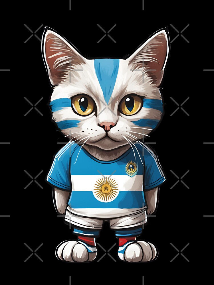 ARGENTINA Sports Team: a Cat wearing colours of - Adult & Kids T-Shirts, Sweatshirts & Hoodies apparel design preview 3