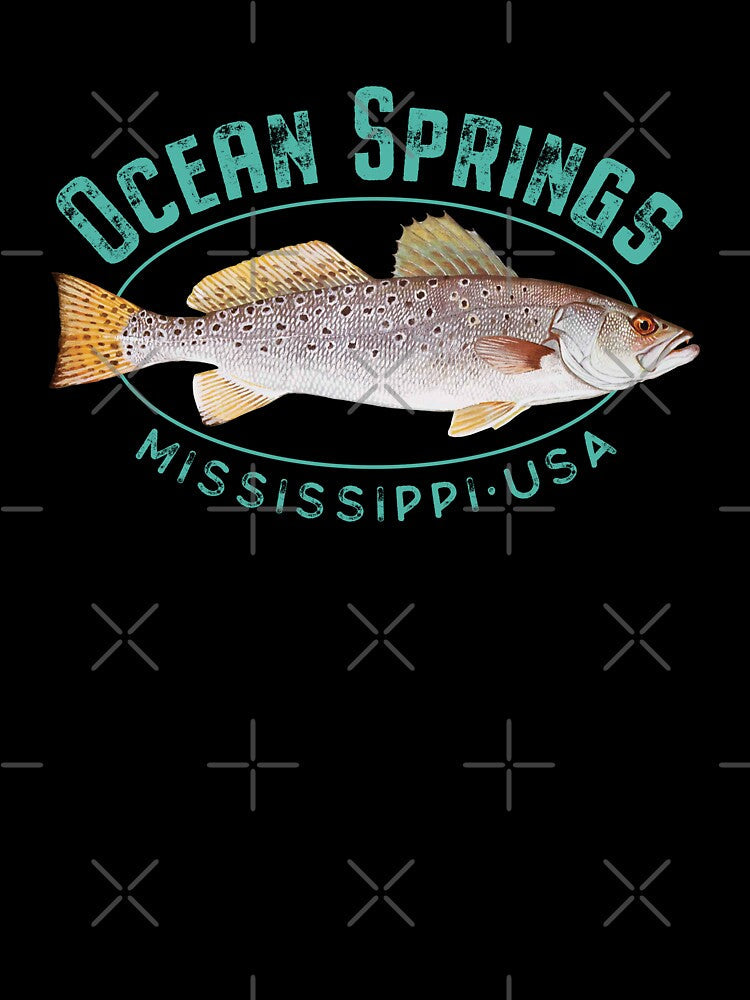 Ocean Springs Mississippi Spotted Seatrout Design by - Adult & Kids T-Shirts, Sweatshirts & Hoodies apparel design preview 3