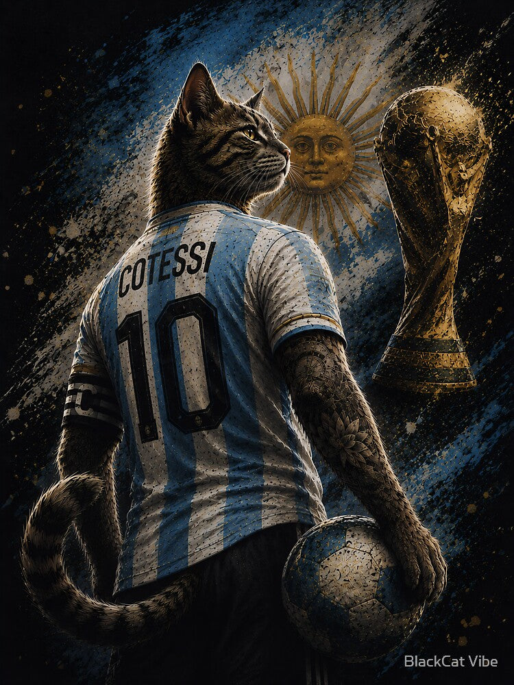Football Cat #10 Champion Cotessi Sports Art by - Adult & Kids T-Shirts, Sweatshirts & Hoodies apparel design preview 2
