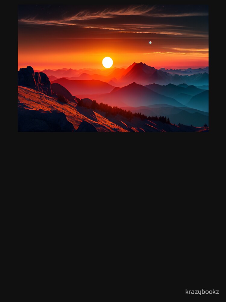 View of the Stunning Sunset from Mountains by - Adult & Kids T-Shirts, Sweatshirts & Hoodies apparel design preview 3