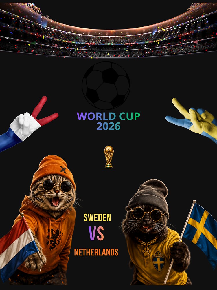 Turkey vs Sweden World Cup 2026 Funny Cat Soccer Fan - Adult & Kids T-Shirts, Sweatshirts & Hoodies apparel design preview 3