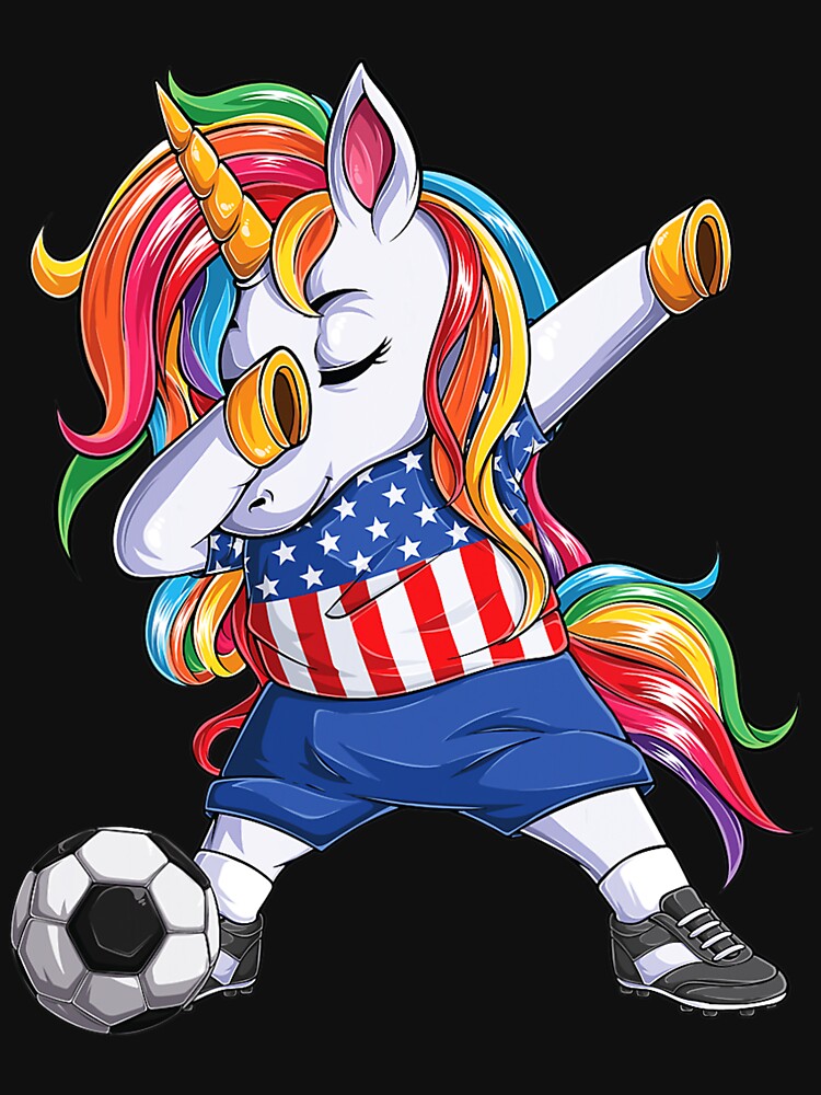 Dab Unicorn United States Football Soccer Jersey US Flag Kid by nonstopnightlif football jersey product view 3