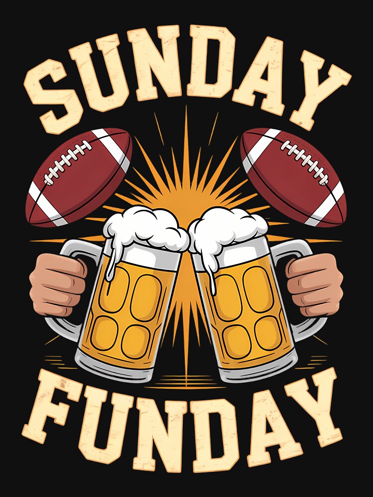 Sunday Funday Funny Football Sport Lovers Beer by - Adult & Kids T-Shirts, Sweatshirts & Hoodies apparel design preview 3