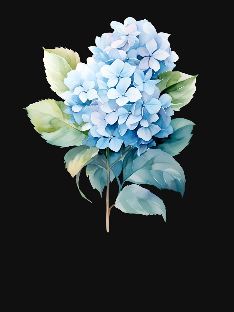 Blue Hydrangea by SvetlanaArt - Adult & Kids T-Shirts, Sweatshirts & Hoodies apparel design preview 3
