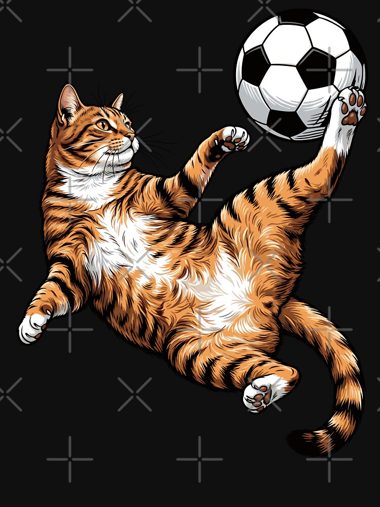 Cat Kicking Football Ball by EverkindInk - Adult & Kids T-Shirts, Sweatshirts & Hoodies apparel design preview 3