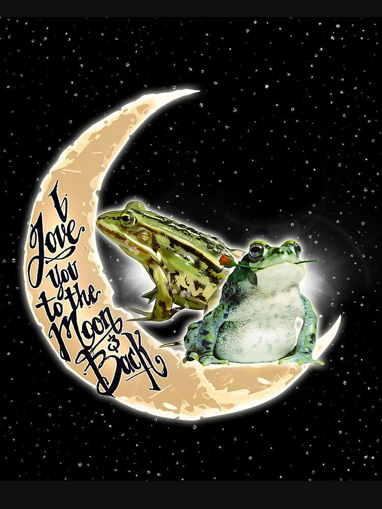 Frog Love You To The Moon Black by VannaShanha - Adult & Kids T-Shirts, Sweatshirts & Hoodies apparel design preview 3
