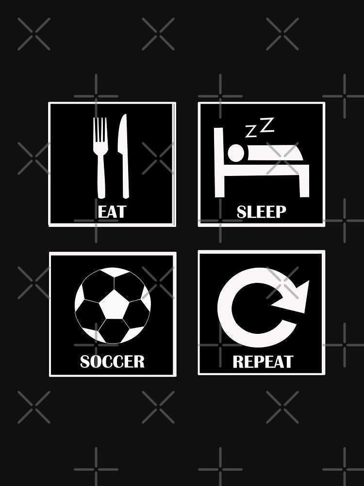 Eat Sleep Soccer Repeat Player Gift black color by - Adult & Kids T-Shirts, Sweatshirts & Hoodies apparel design preview 3