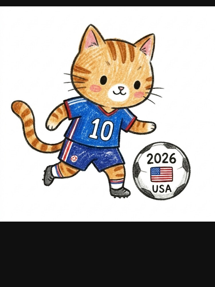 USA Soccer Cat #10 2026 Fan Art by TaiwanMemory - Adult & Kids T-Shirts, Sweatshirts & Hoodies apparel design preview 3