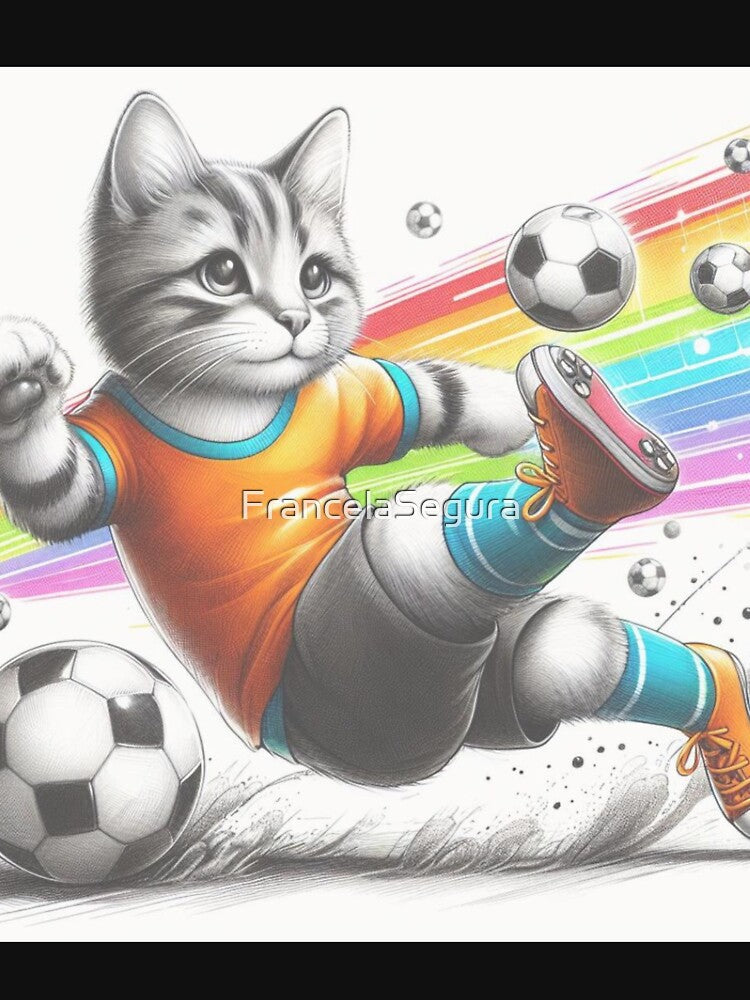 Footballer Cat by FrancelaSegura - Adult & Kids T-Shirts, Sweatshirts & Hoodies apparel design preview 3