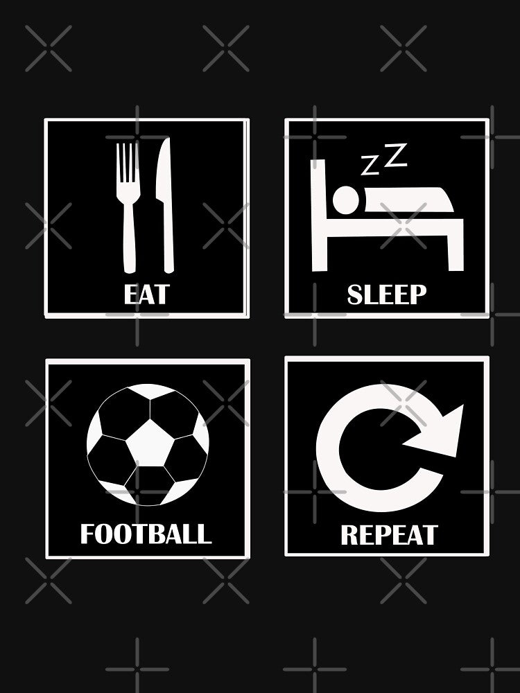 Eat Sleep Football Repeat Player Gift black color by - Adult & Kids T-Shirts, Sweatshirts & Hoodies apparel design preview 3