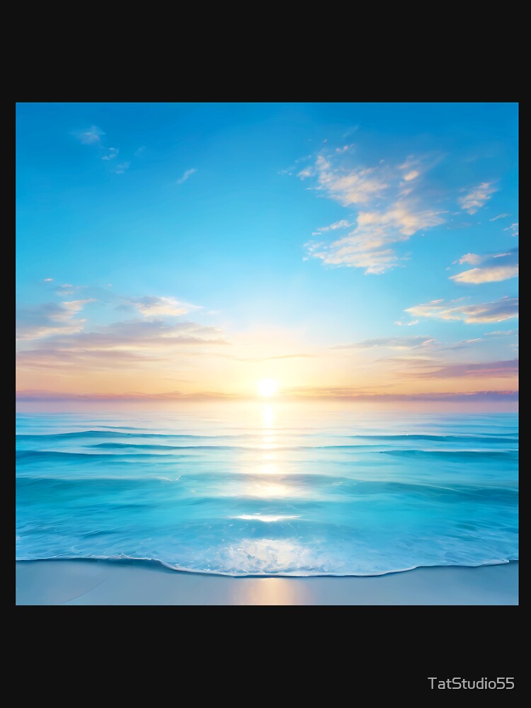 Clean and Blue Sky A Sunrise Over Tranquil Ocean 2 by - Adult & Kids T-Shirts, Sweatshirts & Hoodies apparel design preview 3
