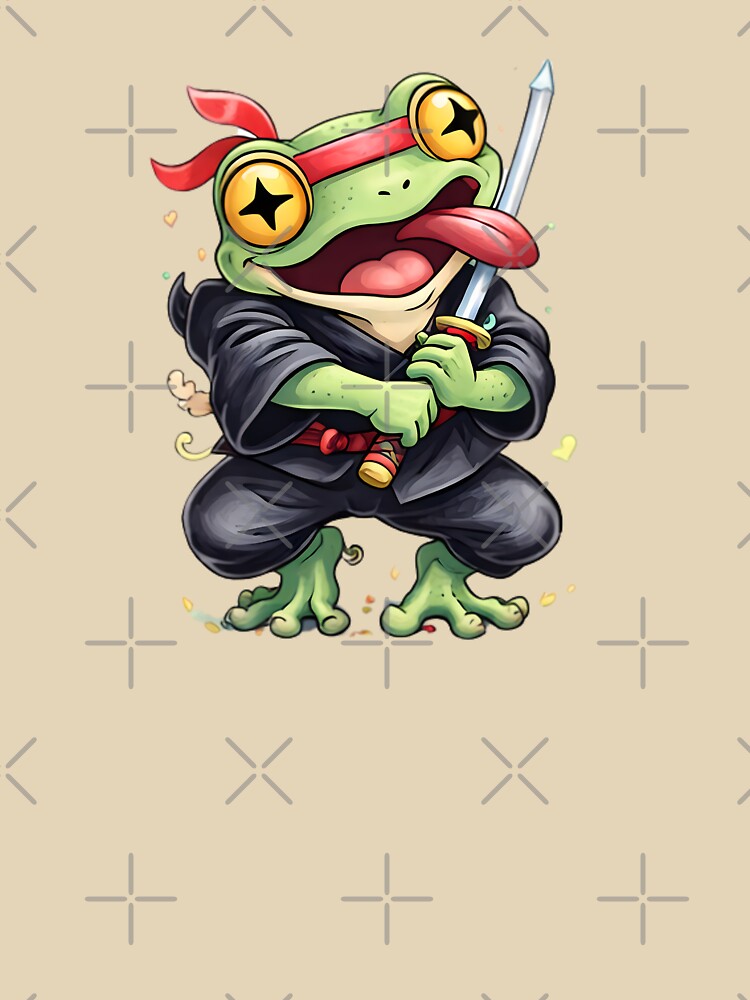 Funny Frog Ninja Kawaii Samurai Cartoon Cute Warrior - Adult & Kids T-Shirts, Sweatshirts & Hoodies apparel design preview 3