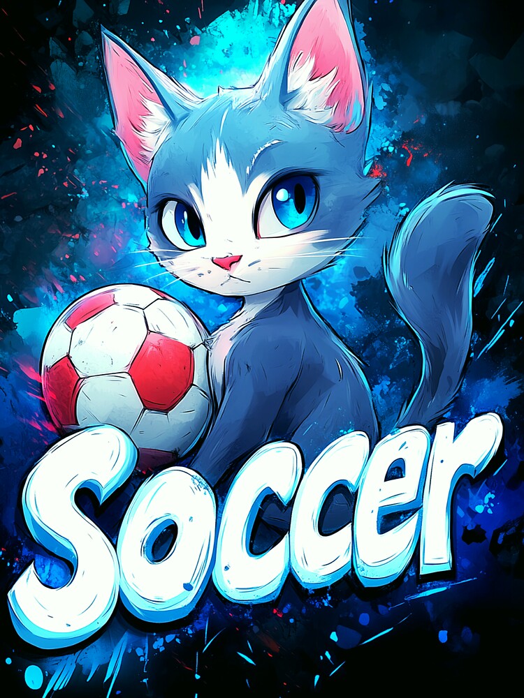 Vibrant Soccer Graffiti Cat by Gaming x Sports - Adult & Kids T-Shirts, Sweatshirts & Hoodies apparel design preview 3