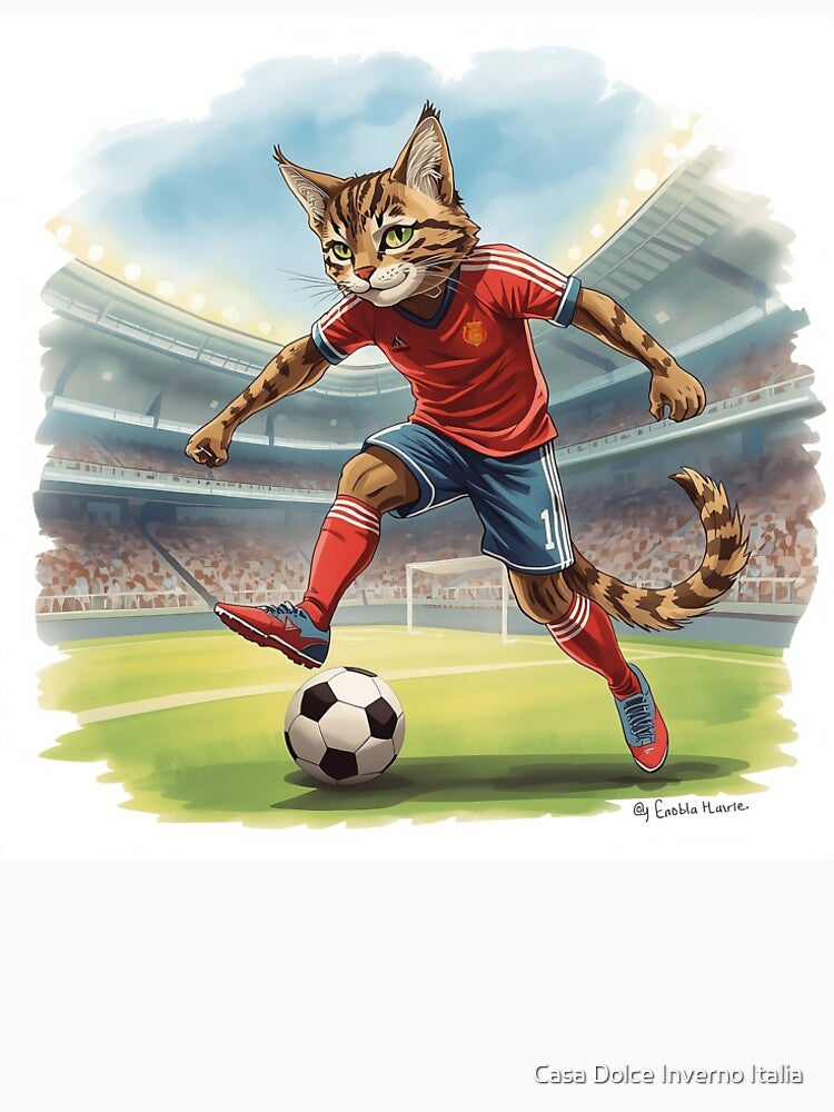 Cute Brown Cat Soccer Star Professional Footballer - Adult & Kids T-Shirts, Sweatshirts & Hoodies apparel design preview 2