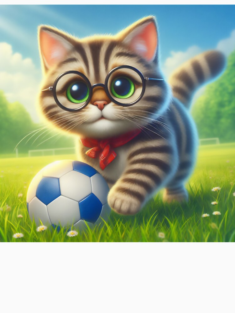 Goalkeeper Kitty in the Morning Dew by Beehanson - Adult & Kids T-Shirts, Sweatshirts & Hoodies apparel design preview 2