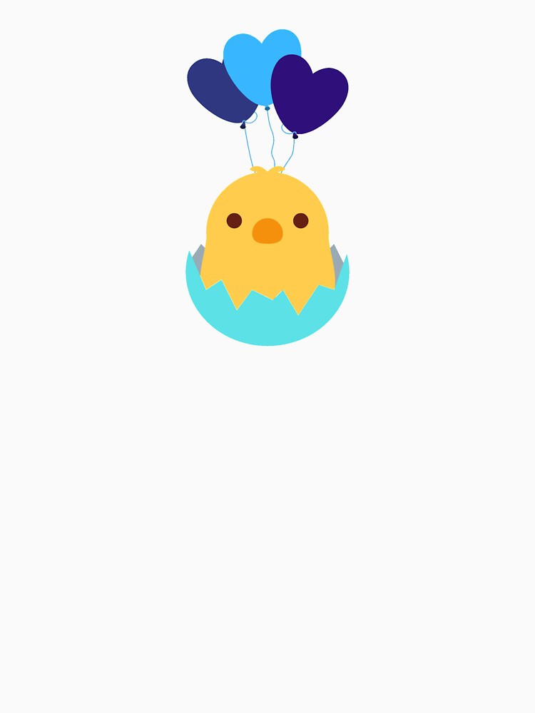 Cute Hatching Chick with Blue Balloons by Cluckin' - Adult & Kids T-Shirts, Sweatshirts & Hoodies apparel design preview 3