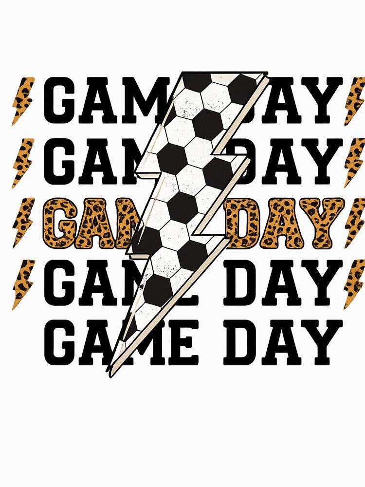 Bold Game Day Lightning Soccer Design with Leopard - Adult & Kids T-Shirts, Sweatshirts & Hoodies apparel design preview 3