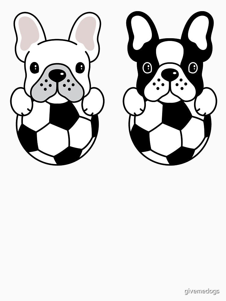 French Bulldog Football Soccer by givemedogs - Adult & Kids T-Shirts, Sweatshirts & Hoodies apparel design preview 3