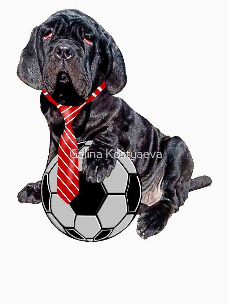 Black dog in a red tie and with soccer ball by Galina - Adult & Kids T-Shirts, Sweatshirts & Hoodies apparel design preview 3