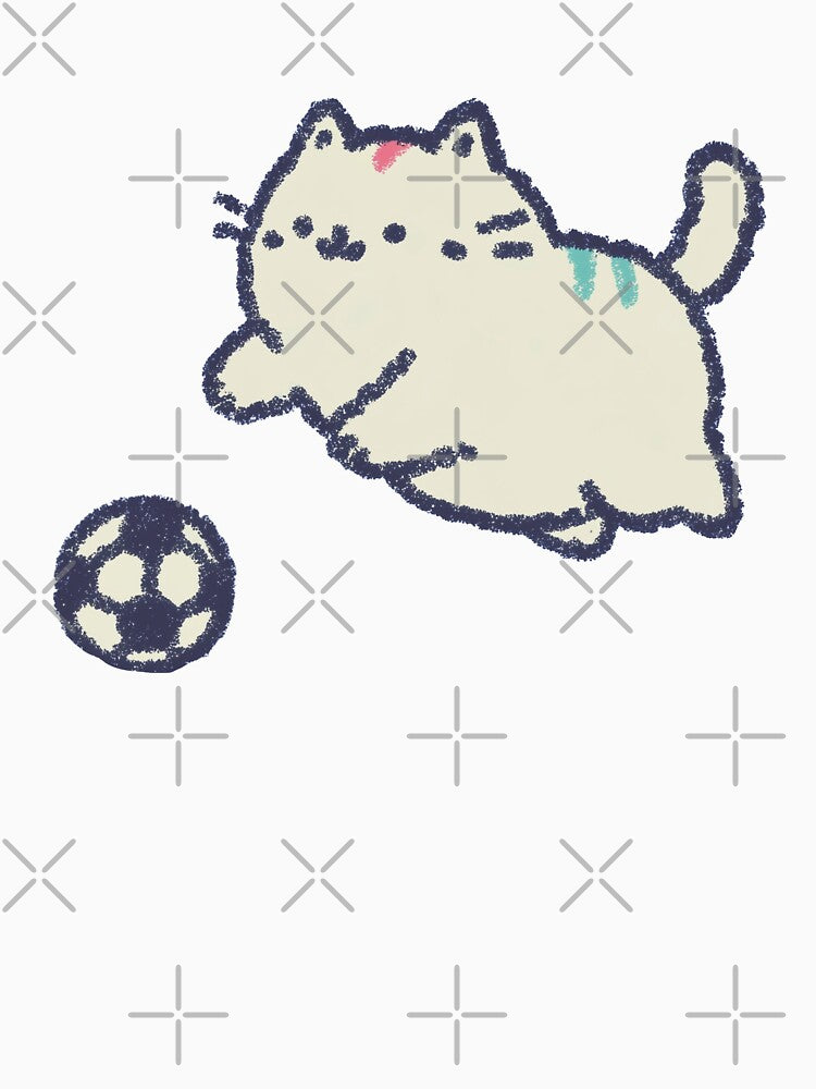 Soccer Football Cat, chubby crayon-style kawaii - Adult & Kids T-Shirts, Sweatshirts & Hoodies apparel design preview 3