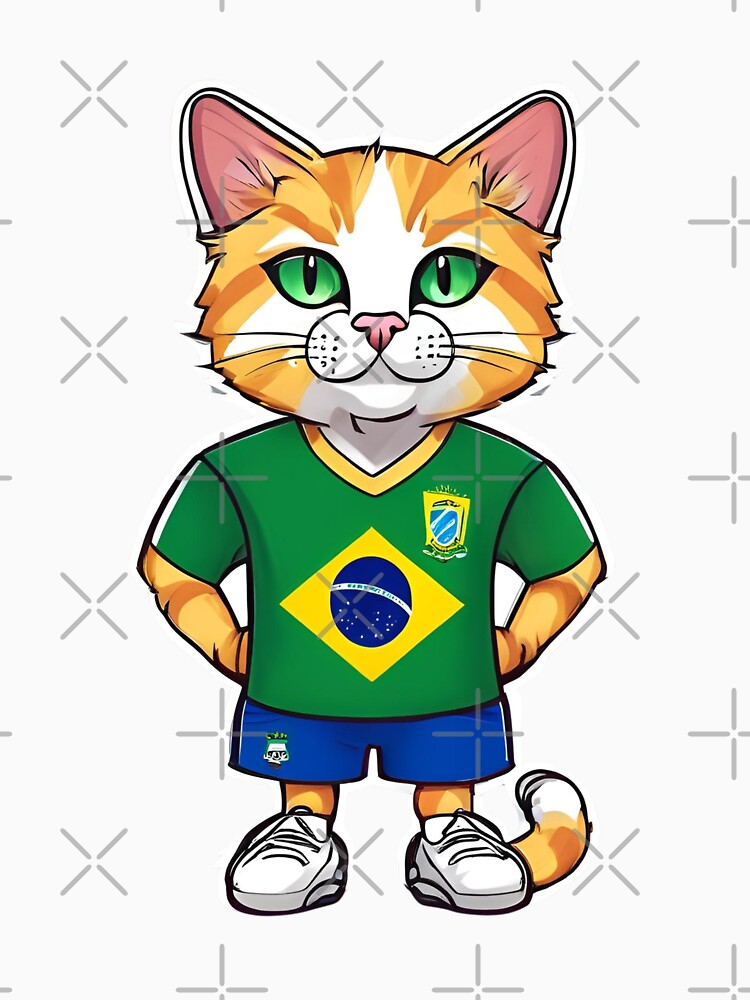 BRAZIL Sports Team: a Cat wearing colours of - Adult & Kids T-Shirts, Sweatshirts & Hoodies apparel design preview 3