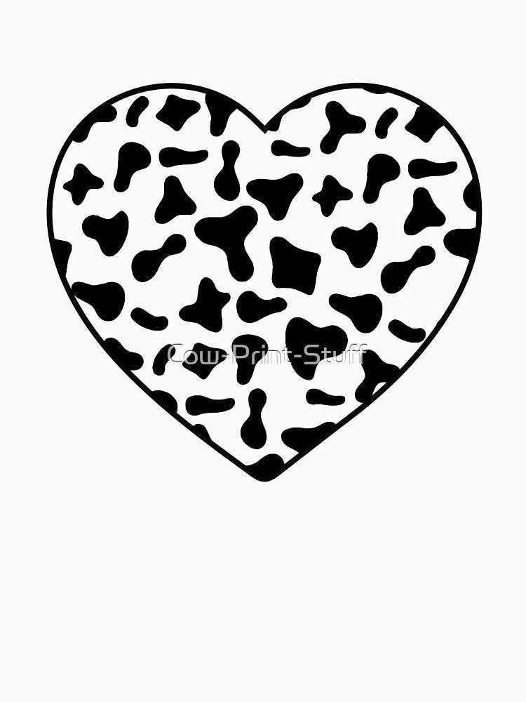 Black Cow Pattern on White Cowhide Skin Heart by - Adult & Kids T-Shirts, Sweatshirts & Hoodies apparel design preview 3