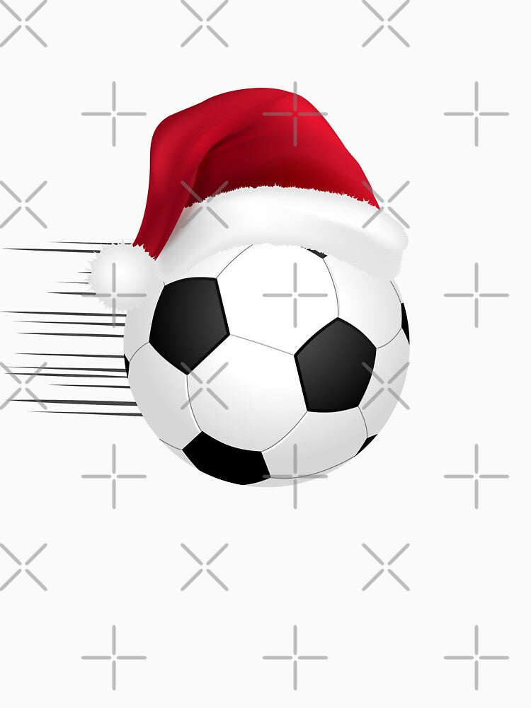 Soccer football Christmas Ball Santa Hat Funny Sport - Adult & Kids T-Shirts, Sweatshirts & Hoodies apparel design preview 3