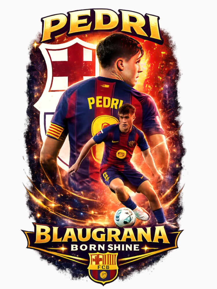Pedri Blaugrana Wonder Kid Vintage Football Fan by - Adult & Kids T-Shirts, Sweatshirts & Hoodies apparel design preview 3