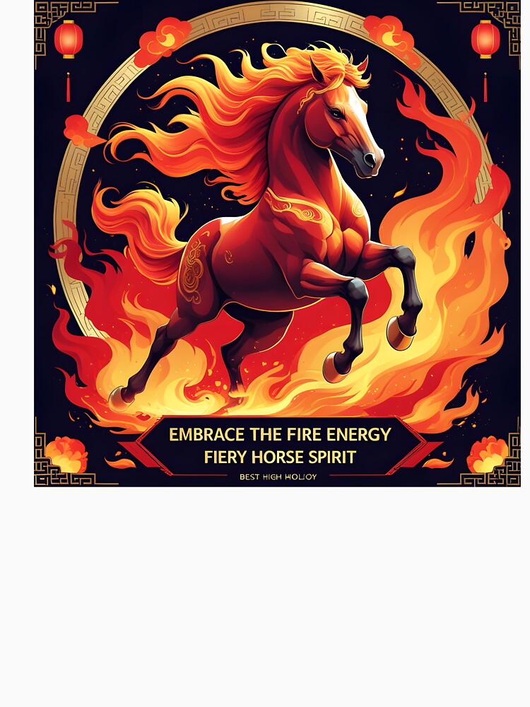 Copy of Fiery Zodiac Horse Embrace the Fire Energy - Adult & Kids T-Shirts, Sweatshirts & Hoodies apparel design preview 3