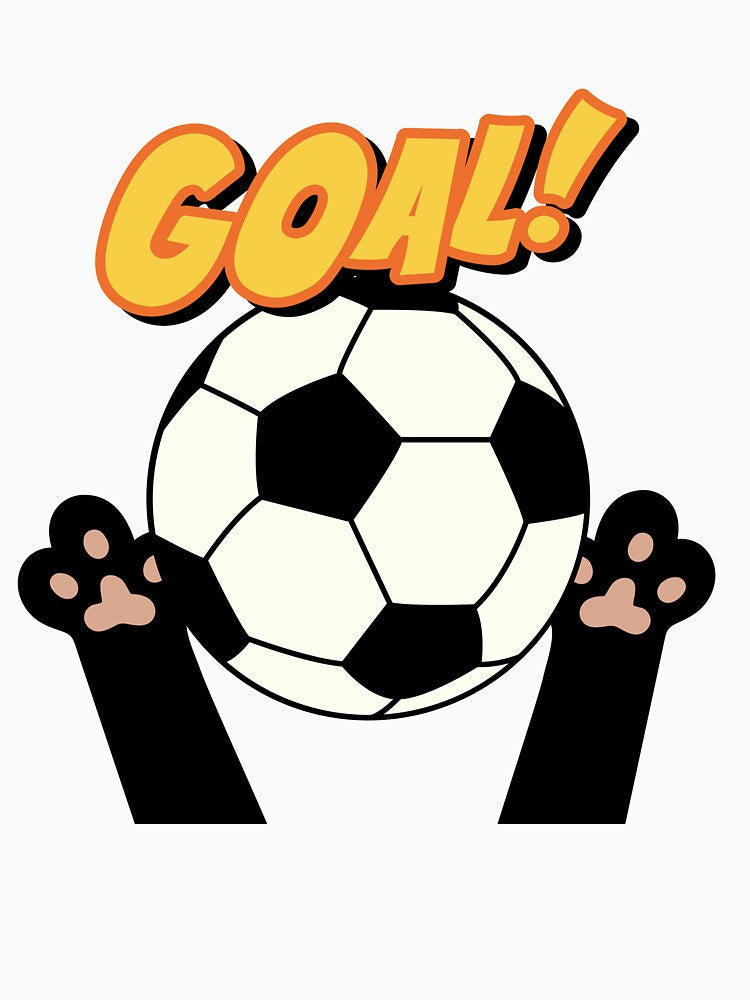 Black cat scores football goal by BritishDelights - Adult & Kids T-Shirts, Sweatshirts & Hoodies apparel design preview 3