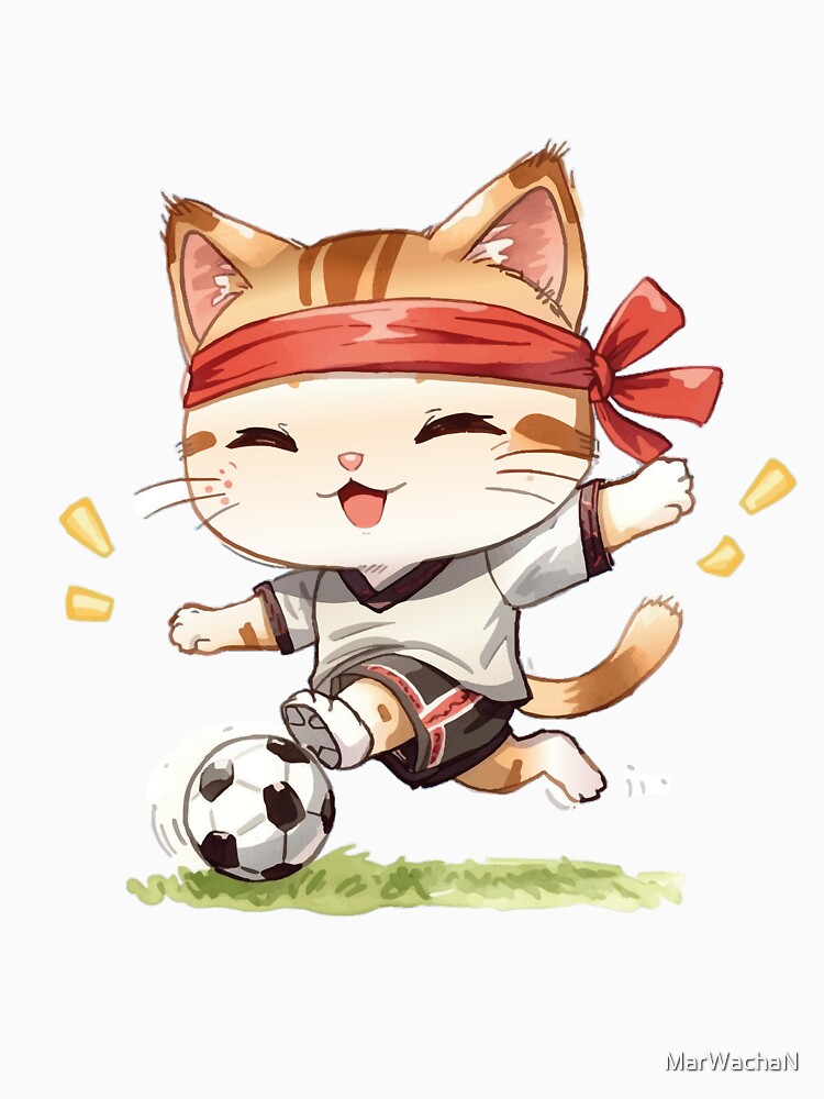 Adorable Cat Playing Football Cute Sports - Adult & Kids T-Shirts, Sweatshirts & Hoodies apparel design preview 3