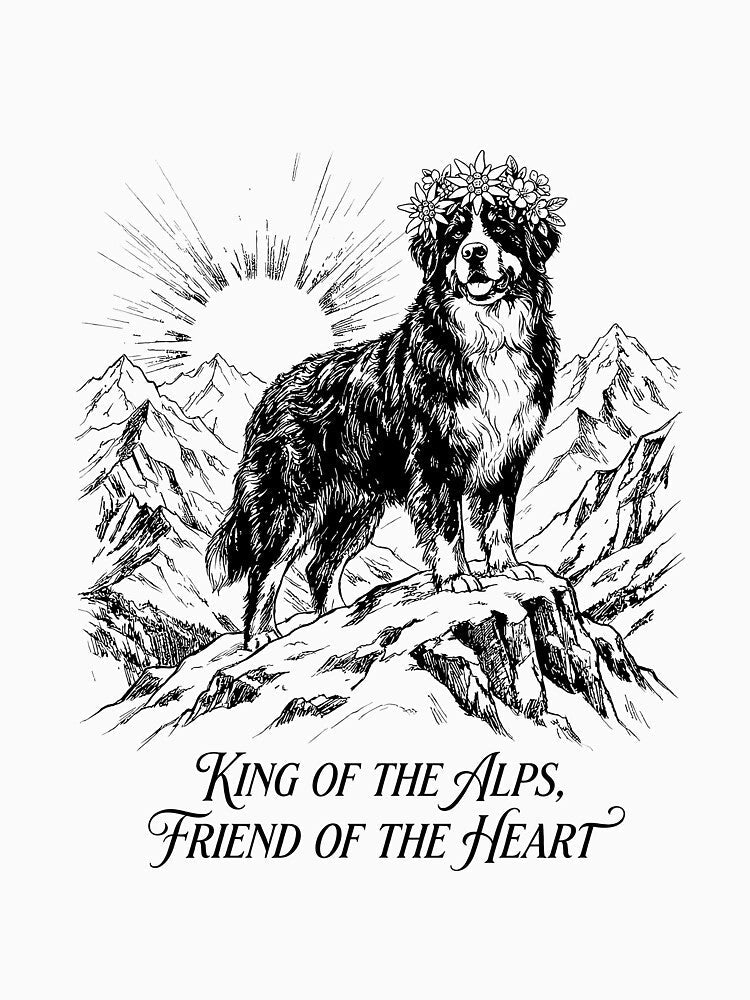 The Alpine Monarch Bernese Mountain Dog by bapupa - Adult & Kids T-Shirts, Sweatshirts & Hoodies apparel design preview 3