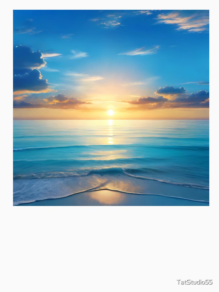 Clean and Blue Sky A Sunrise Over Tranquil Ocean 3 by - Adult & Kids T-Shirts, Sweatshirts & Hoodies apparel design preview 3