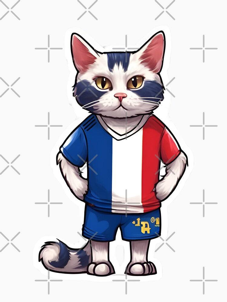 FRANCE Sports Team: a Cat wearing colours of French - Adult & Kids T-Shirts, Sweatshirts & Hoodies apparel design preview 3