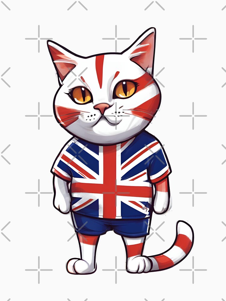 England UK Sports Team: a Cat wearing colours of - Adult & Kids T-Shirts, Sweatshirts & Hoodies apparel design preview 3