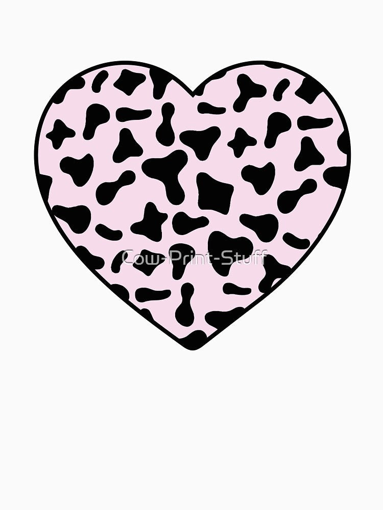 Black Cow Pattern on Pink Cowhide Skin Heart by - Adult & Kids T-Shirts, Sweatshirts & Hoodies apparel design preview 3