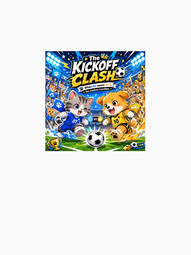 The Kickoff Clash Cat vs Dog Soccer Kawaii Sports Art - Adult & Kids T-Shirts, Sweatshirts & Hoodies apparel design preview 3