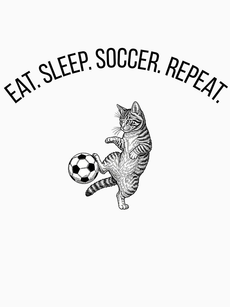 Soccer Time Cute Cat Playing Football Sticker by - Adult & Kids T-Shirts, Sweatshirts & Hoodies apparel design preview 3