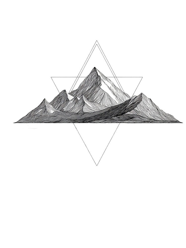 Geometric Mountain Triangle Line Art black and white - Adult & Kids T-Shirts, Sweatshirts & Hoodies apparel design preview 3